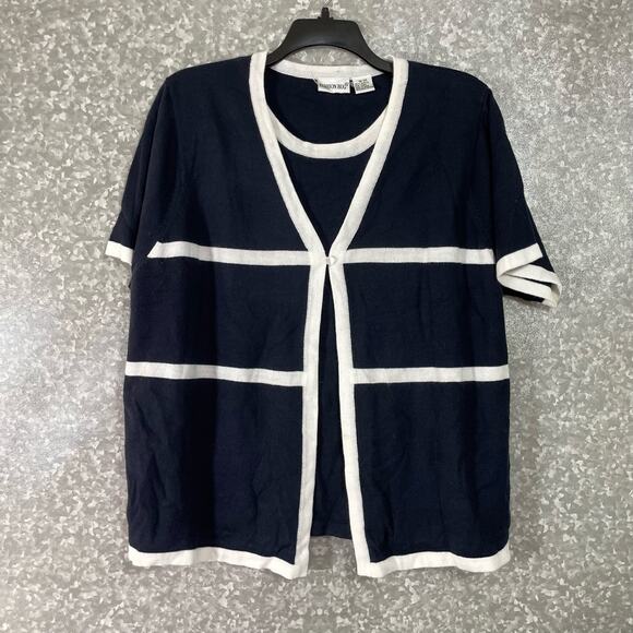 Fashion Bug Womens Vintage Navy Blue Knit Cardigan Set - Size 18/20 - Retro Glam - Picture 1 of 5